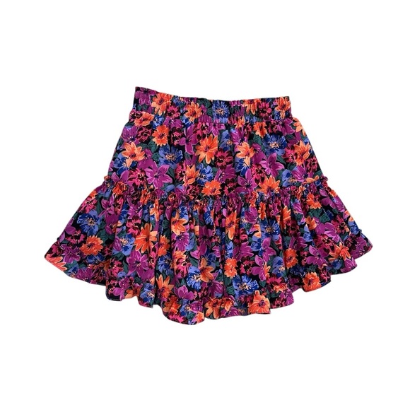 THML Dresses & Skirts - THML Women's Small Flirty Mini Ruffle Colorful Flowy Cottage Floral Trendy Skirt